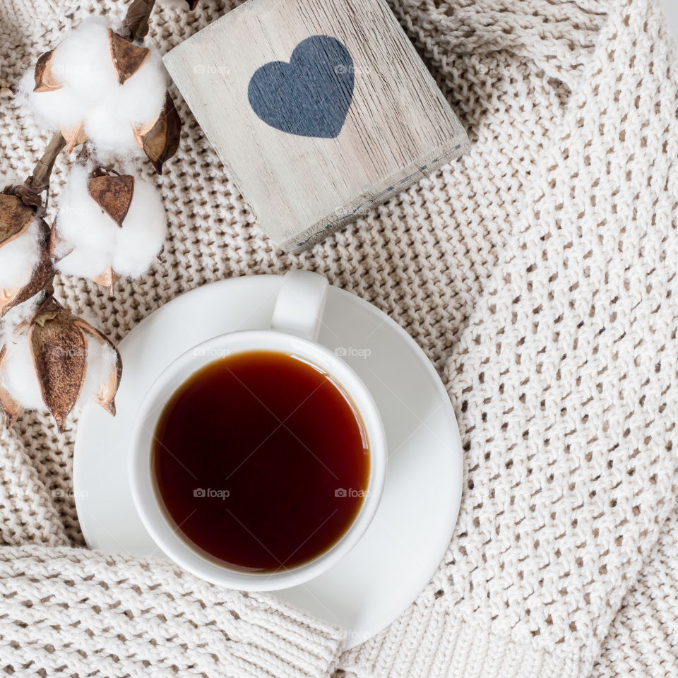 Coffee with cozy sweater