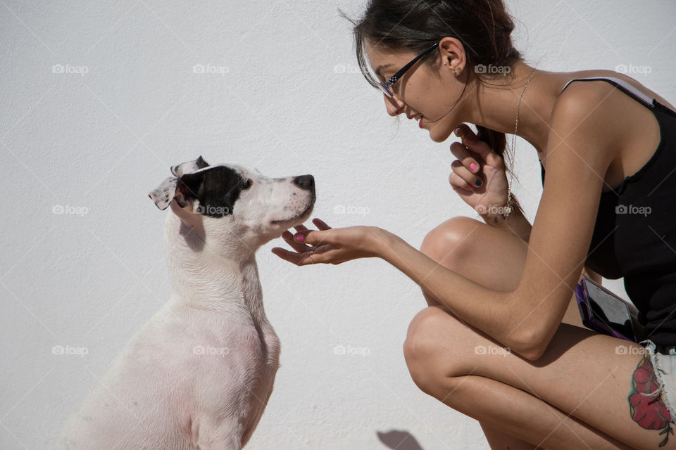 Girl and cute dog 