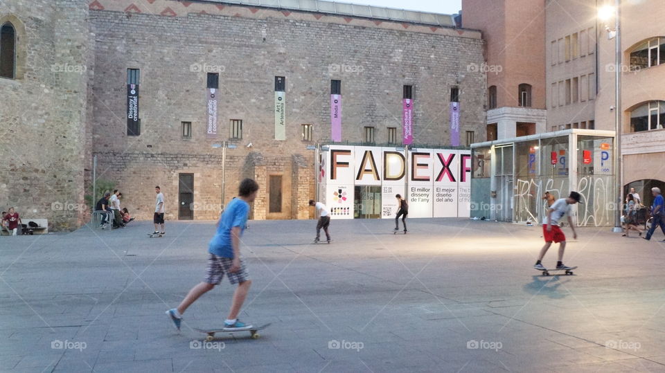 Skaters in the MACBA square. Barcelona 