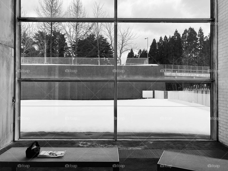 Window view with snow