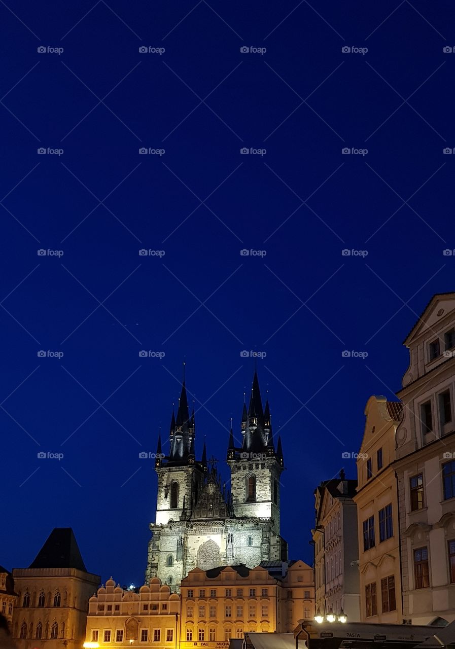 Tyn church on a night in Prague