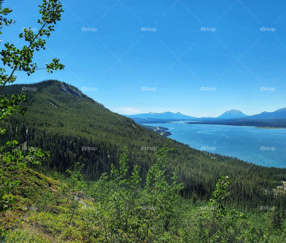 Ridges overlooking blue turquoise lakes