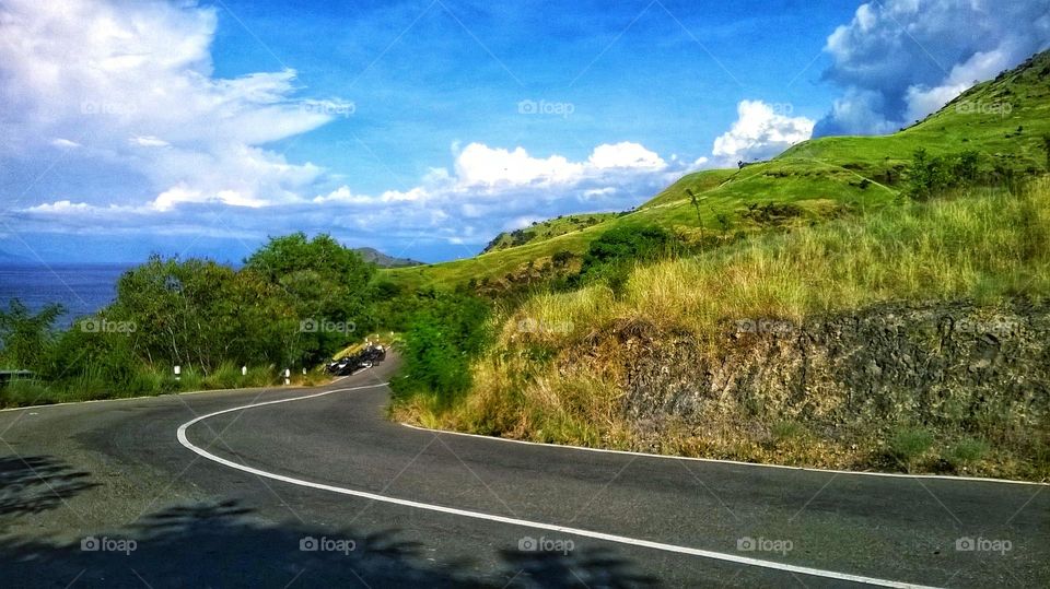 Street view in hilly area.