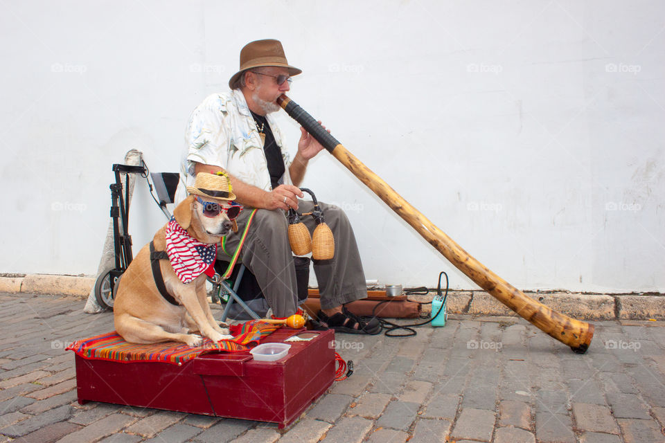 Street musician and pal