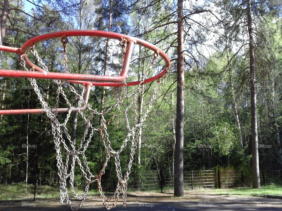 playing basketball in the park