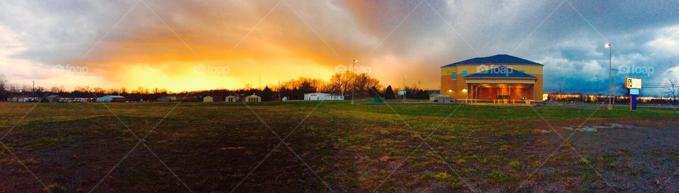 Sunset panorama of open field in Radcliff, KY