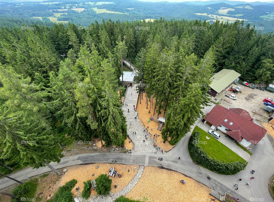 View of treetop walkway in Lipno, Czech Republic.