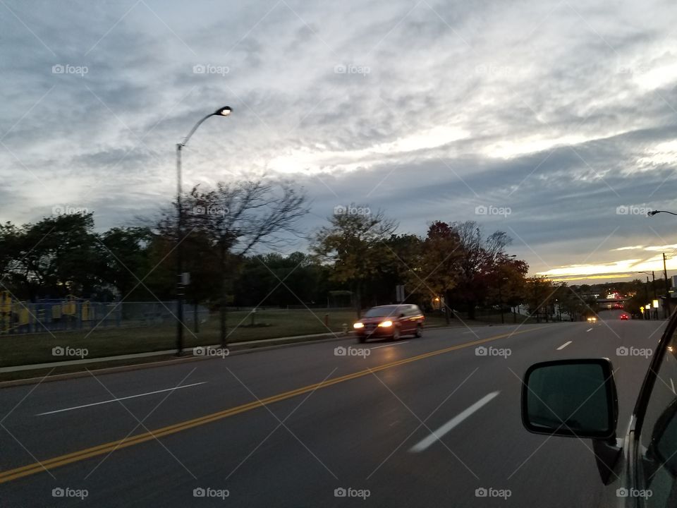 Evening, and a clouded sky