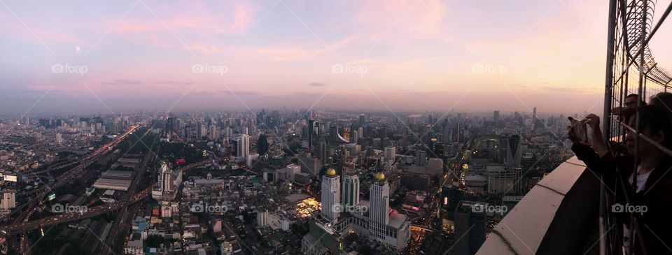 Bangkok City Scape at Sunset 