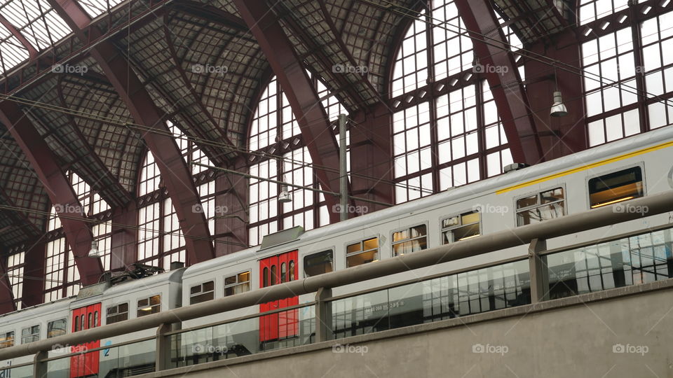 At the train station in Antwerp, Belgium.
