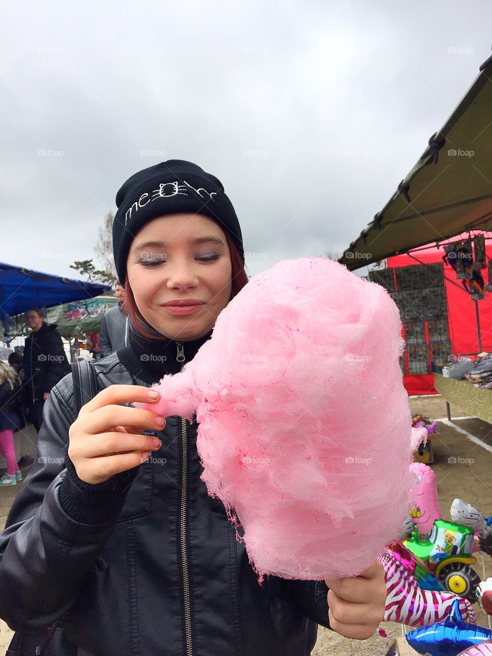 Girl with pink candy-floss
