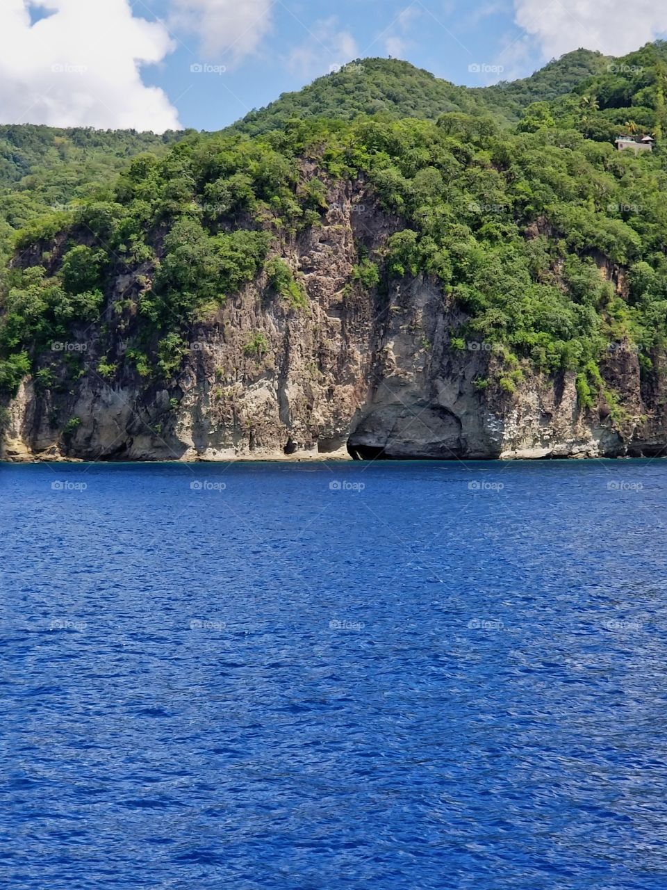 Beautiful rock formation on coastline of St Lucia