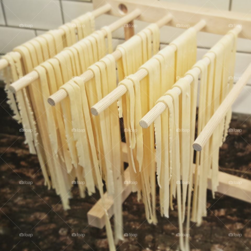 making homemade noodles on a Sunday afternoon