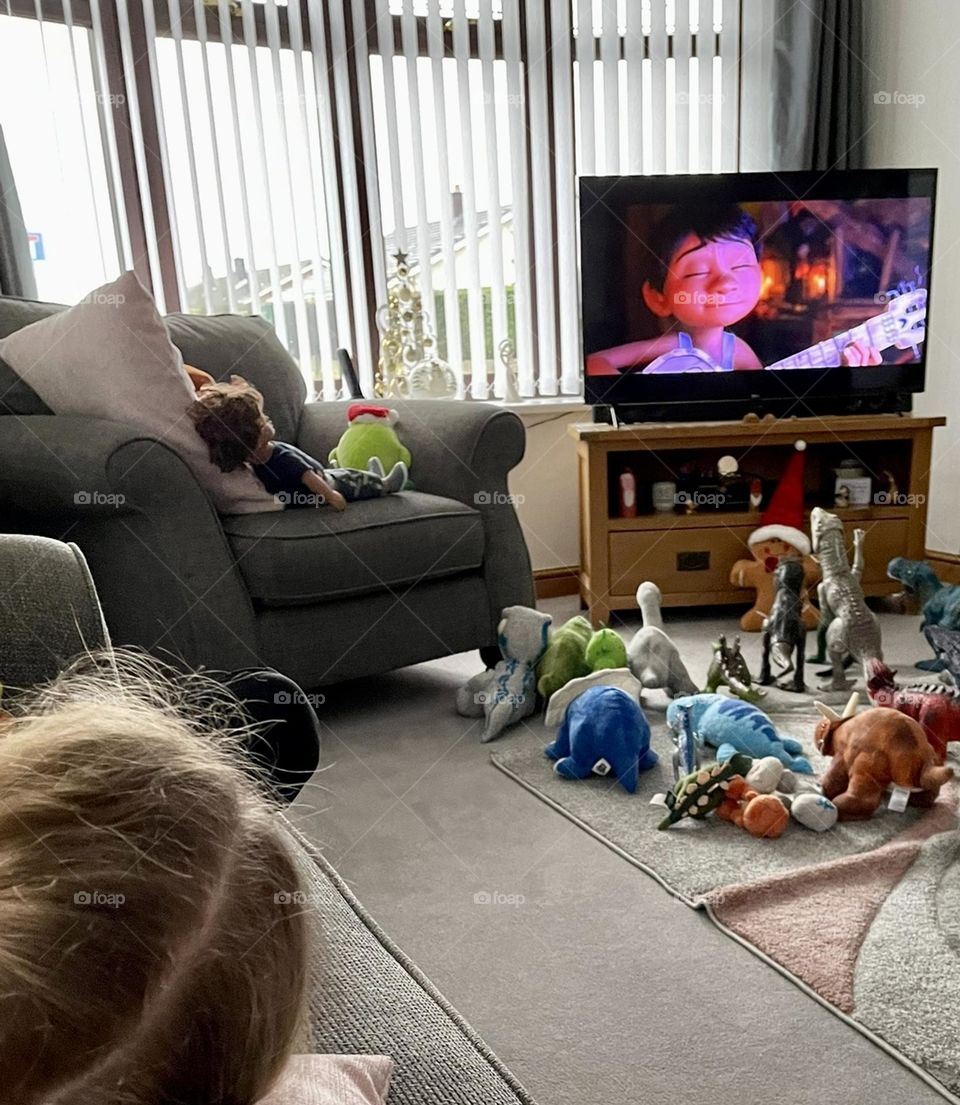 Watching my favourite movie with my toys 