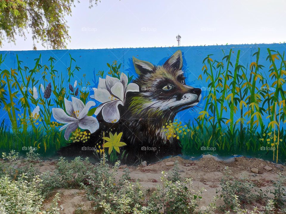 Dog image on the wall