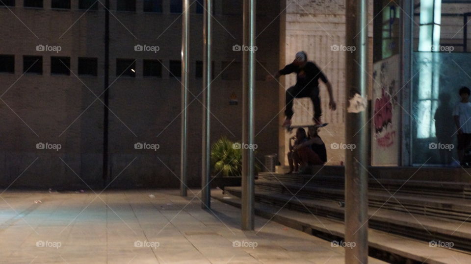 Skaters in the MACBA square. Barcelona 