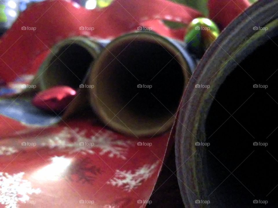 rolling out the wrapping paper