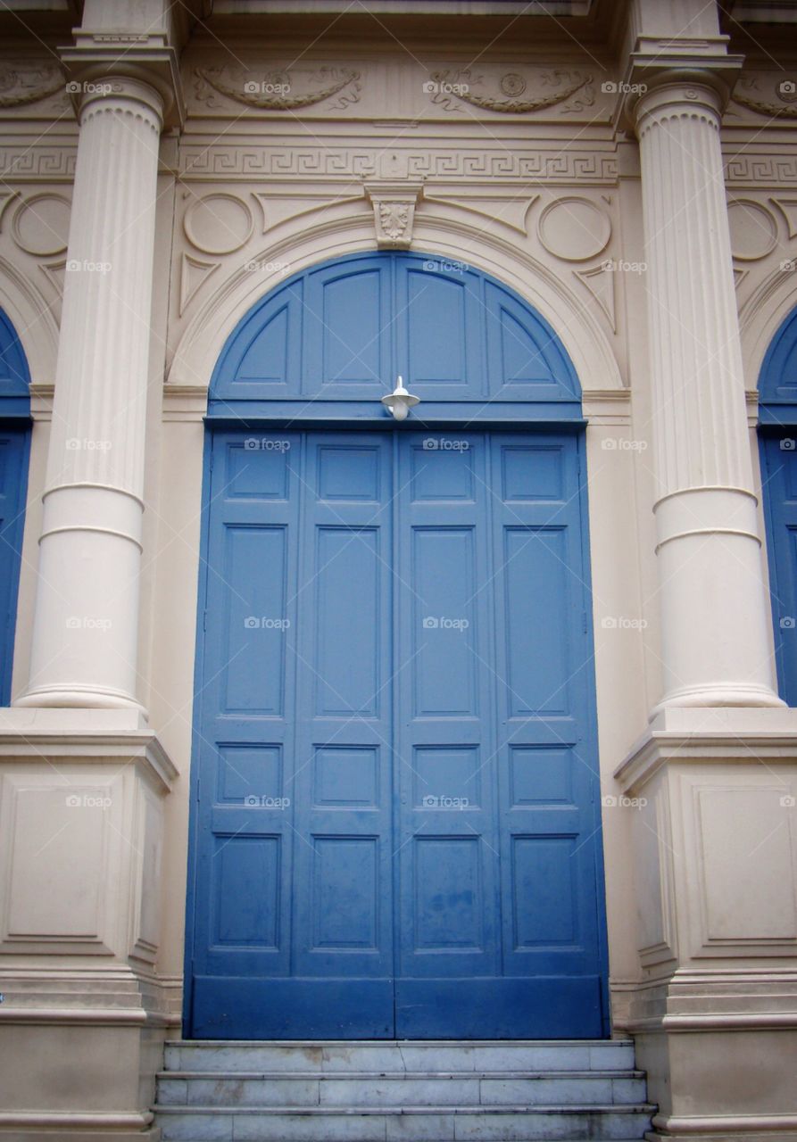 The big blue door of the palace