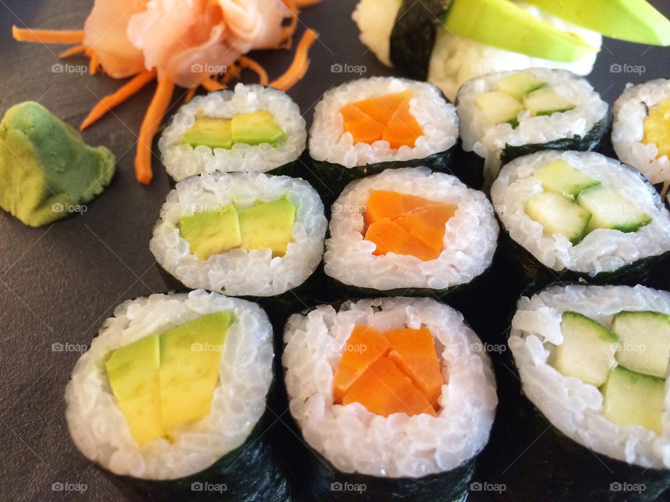 Close-up of sushi food