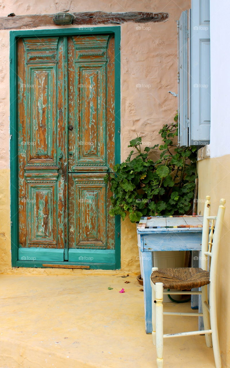 #door #vintage #old house #chair #greek island