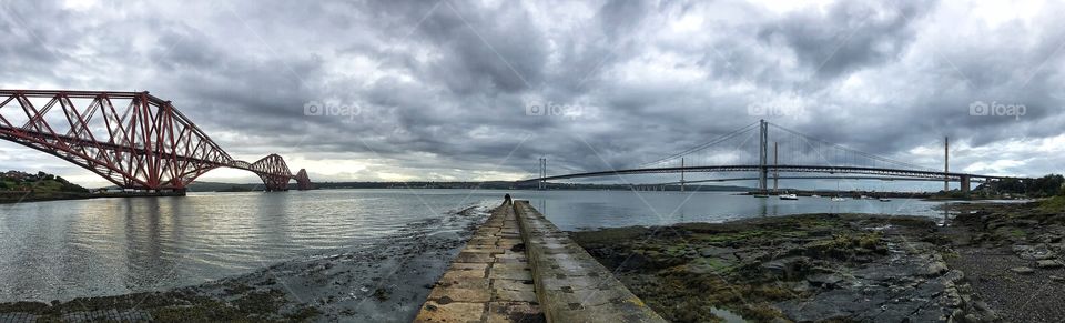 The Forth Bridges crossing the Firth of Forth