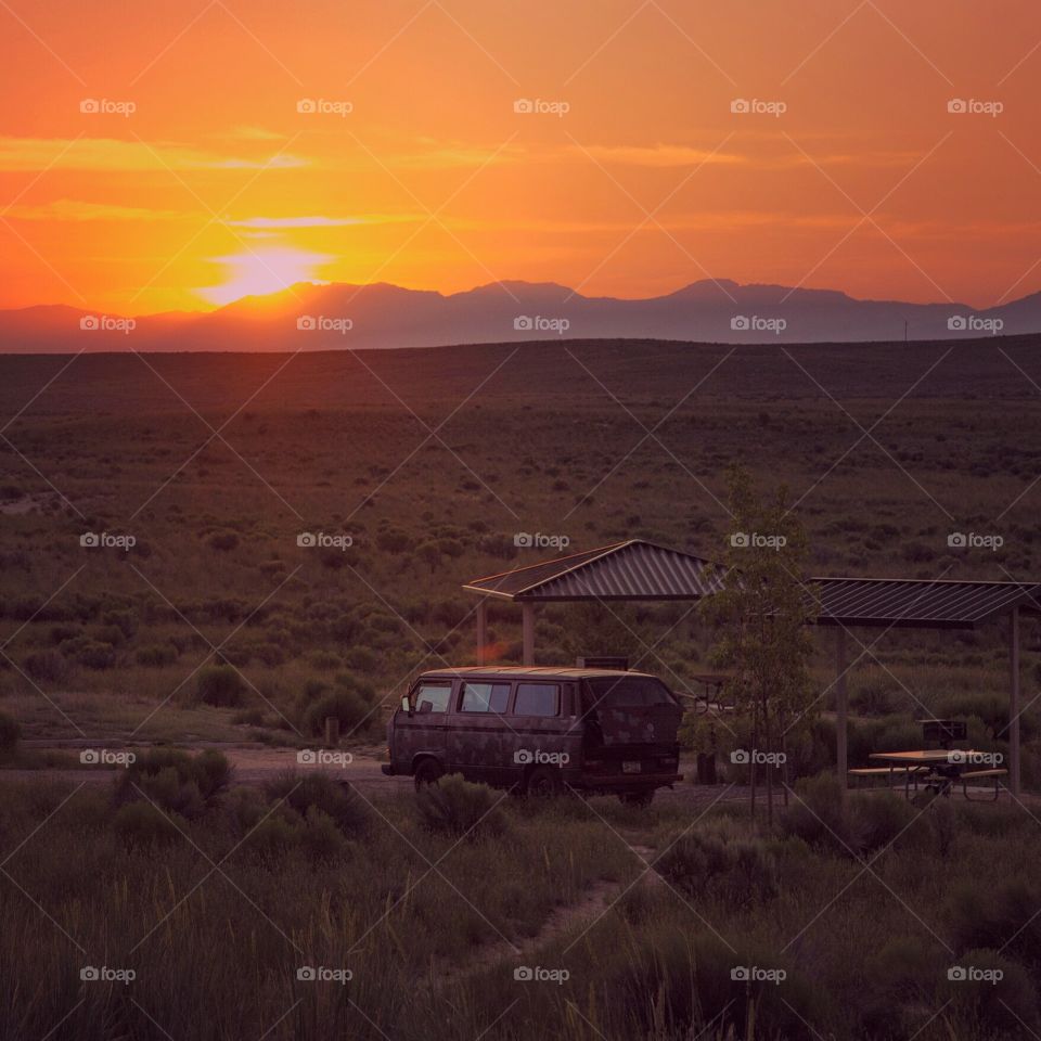 Sunset, Landscape, Vehicle, No Person, Dawn