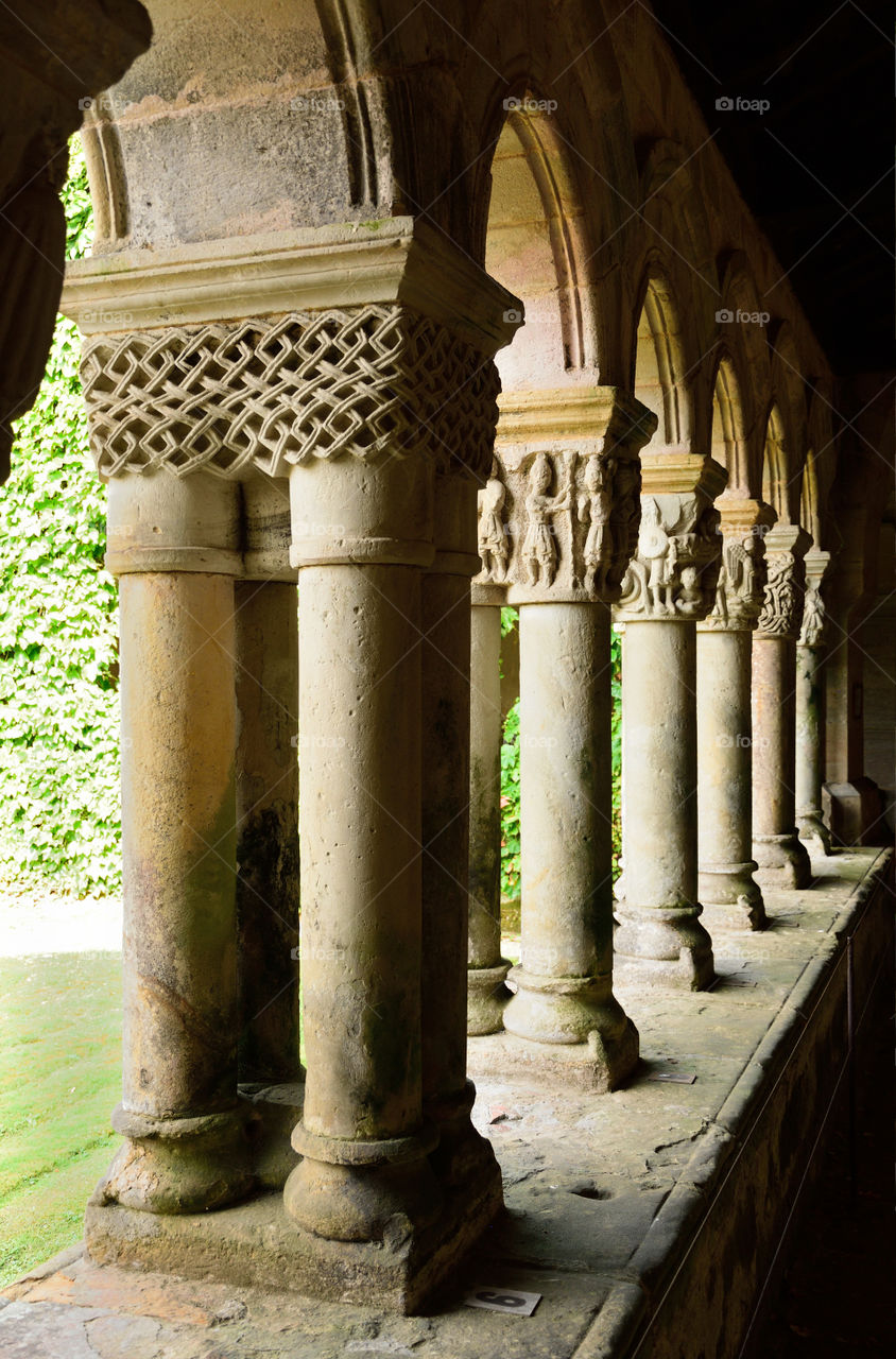 Cloister of Colegiata de Santa Juliana in Santillana del Mar, Cantabria, Spain.