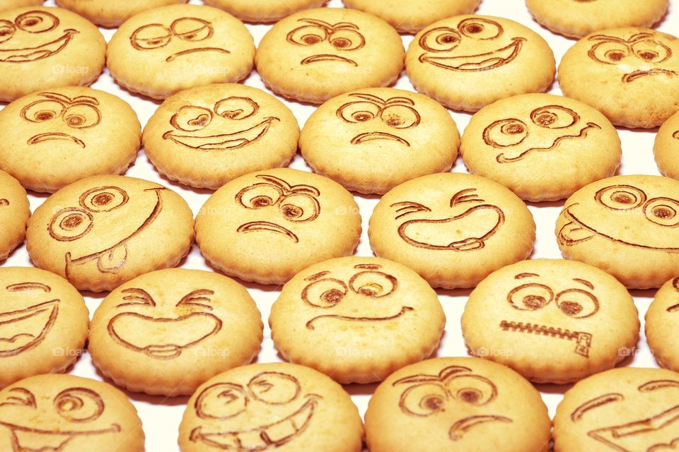 Close-up cookies on white background