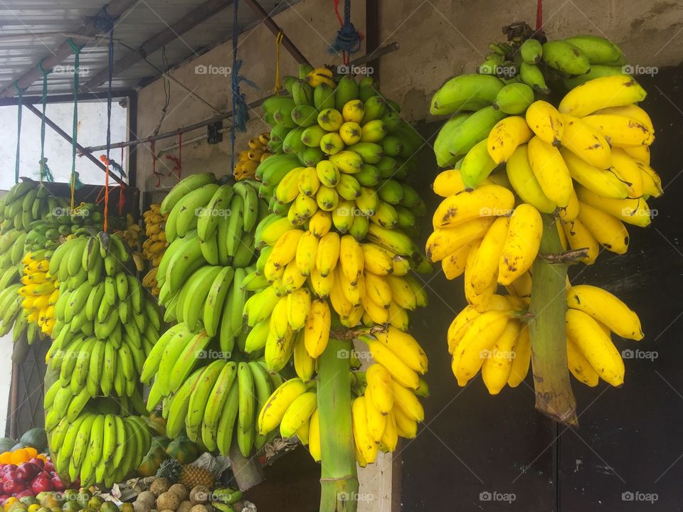 Yellow & Green Banana at srilankan street shop 