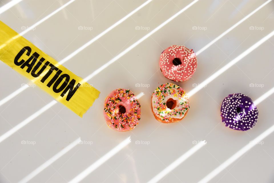 Donuts and caution sign