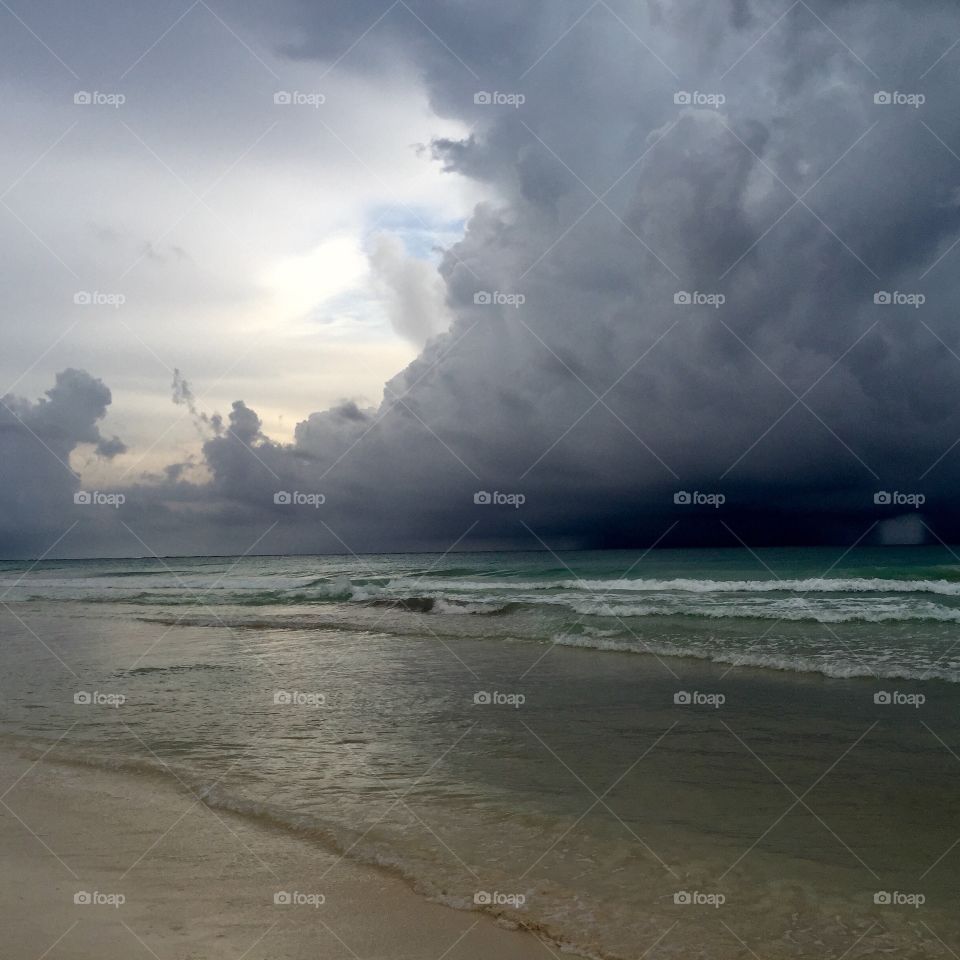 Storm on beach in Tulum 