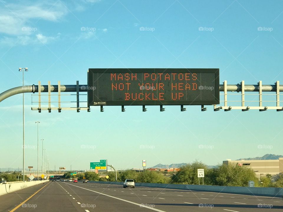 Freeway warning sign in Arizona 