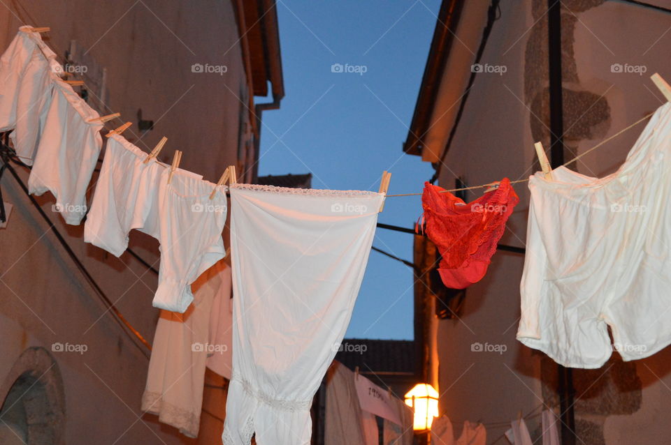 Clothes hanging in the old street