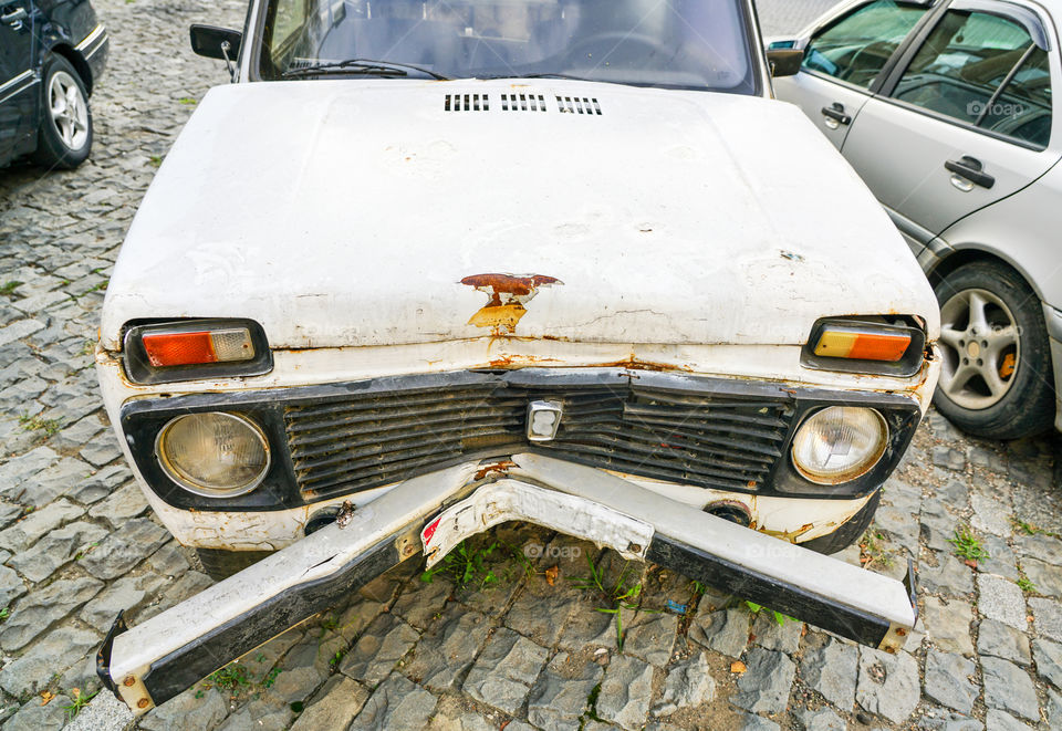 bad view of the car after the road accident