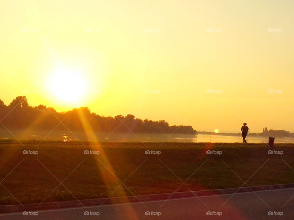 Jogging in sunset