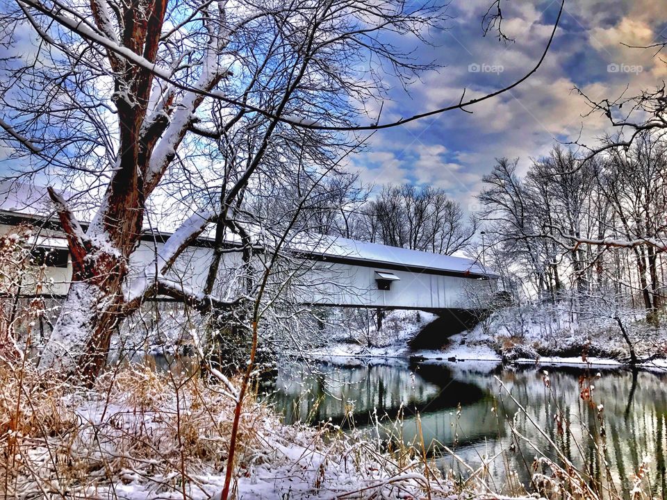 Snowy covered bridge 