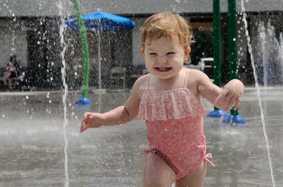 Close-up of a girl in water park