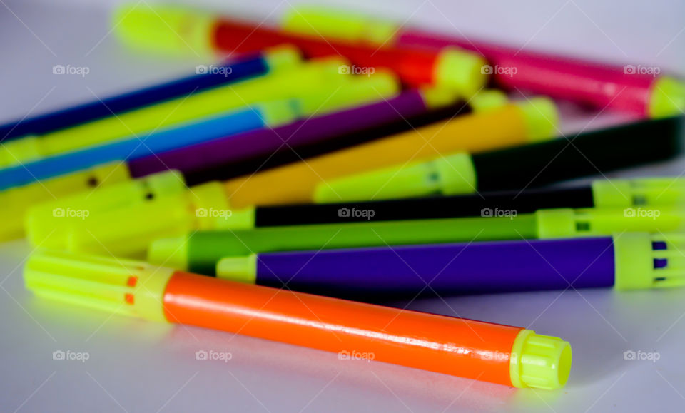 Close-up of colorful markers