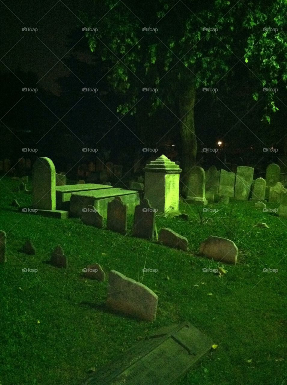 Graveyard at night