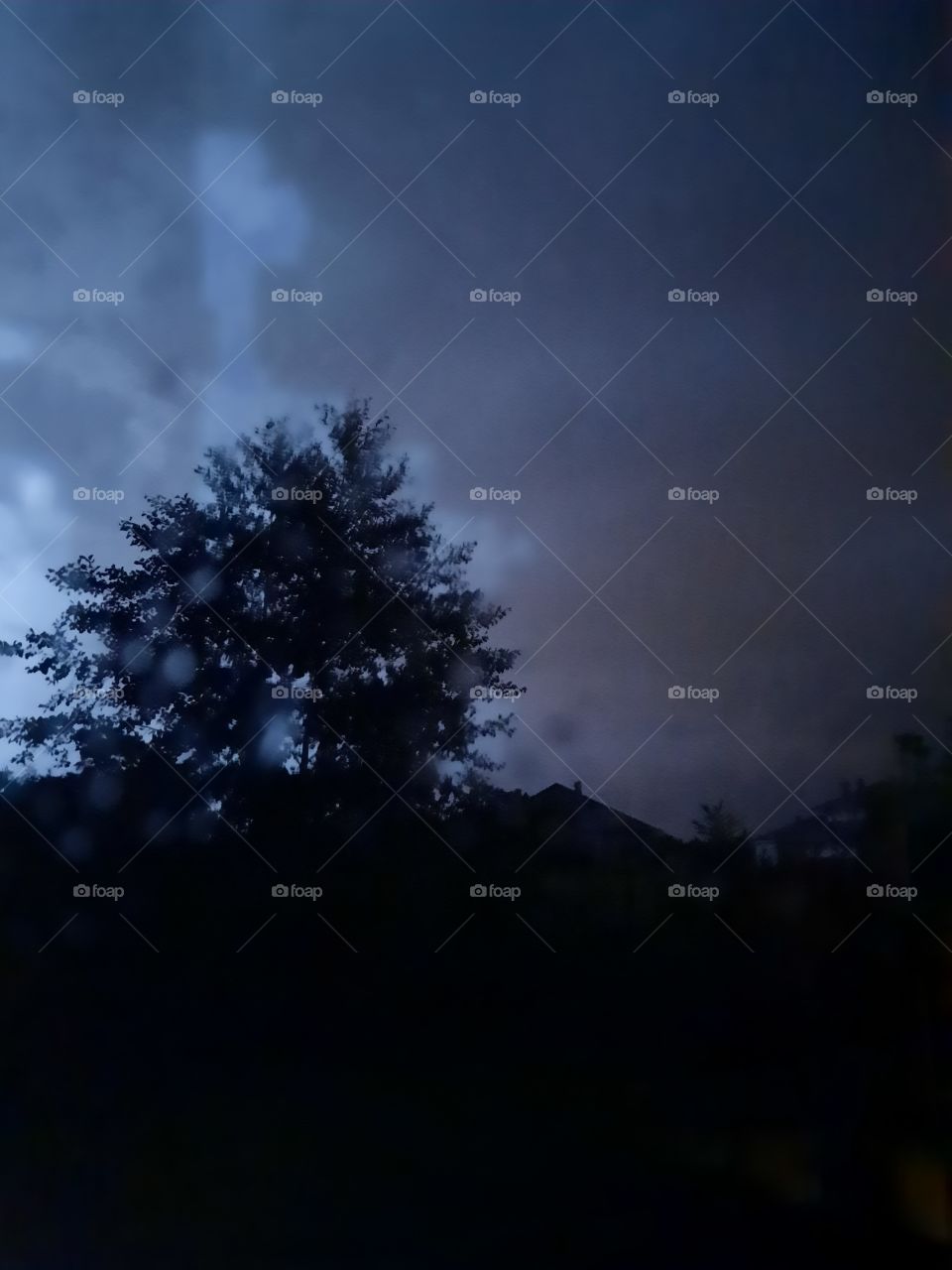 summer storm with lightnings at night