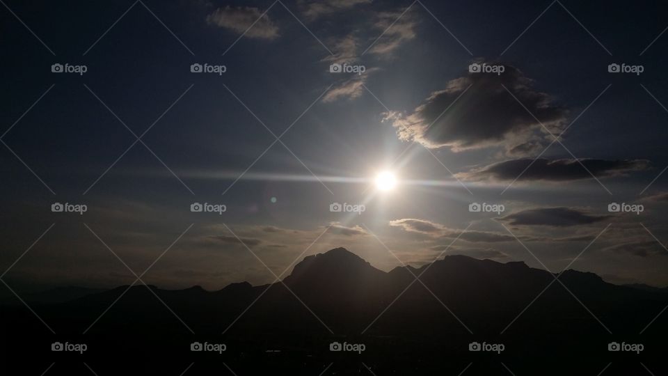 Sun is setting over Sierra Bernia, Spain
