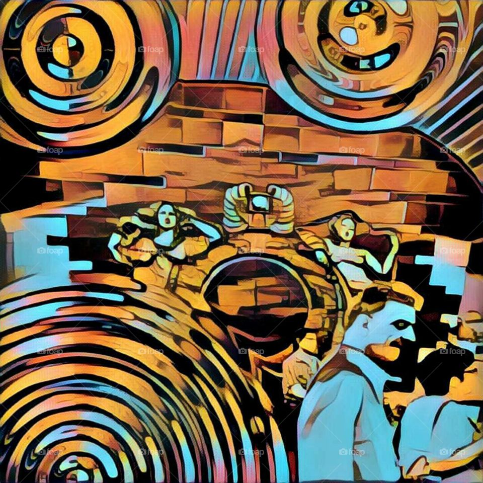 Candid shot of Penn Station in New York City distorted by filters.