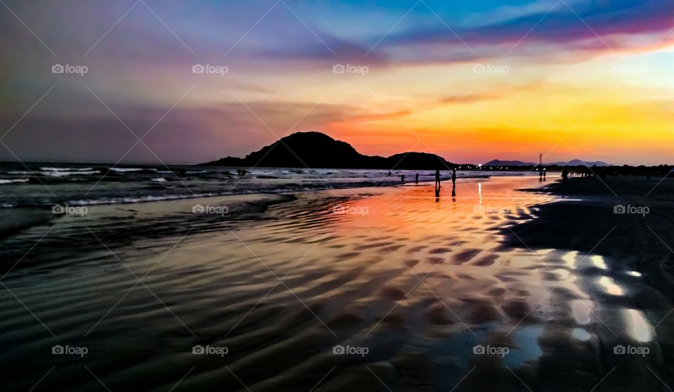 Sunset on a Brazilian beach - Riviera de São Lourenço, Bertioga, São Paulo, Brazil