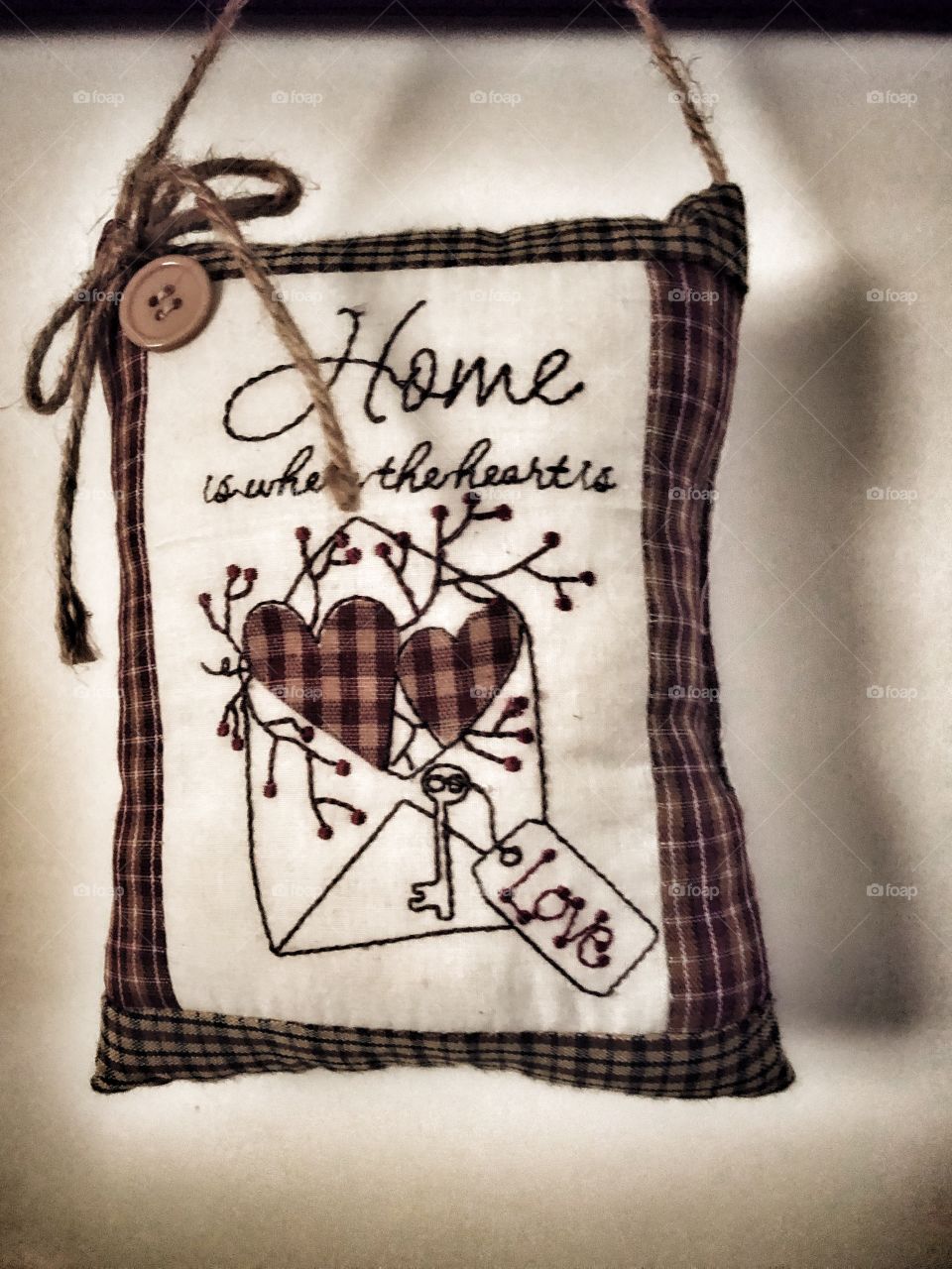 Stitched decorative pillow home is where the heart is love country decoration 