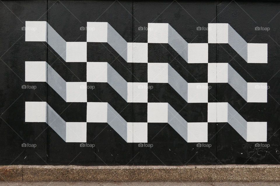 Wall mural with black and white rectangular shapes