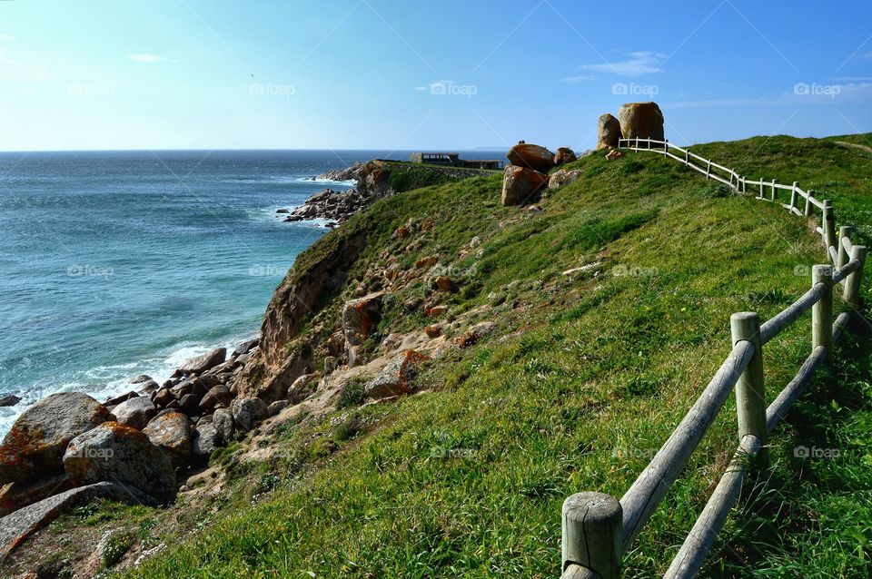 Cliffs at A Lanzada, Galicia, Spain.