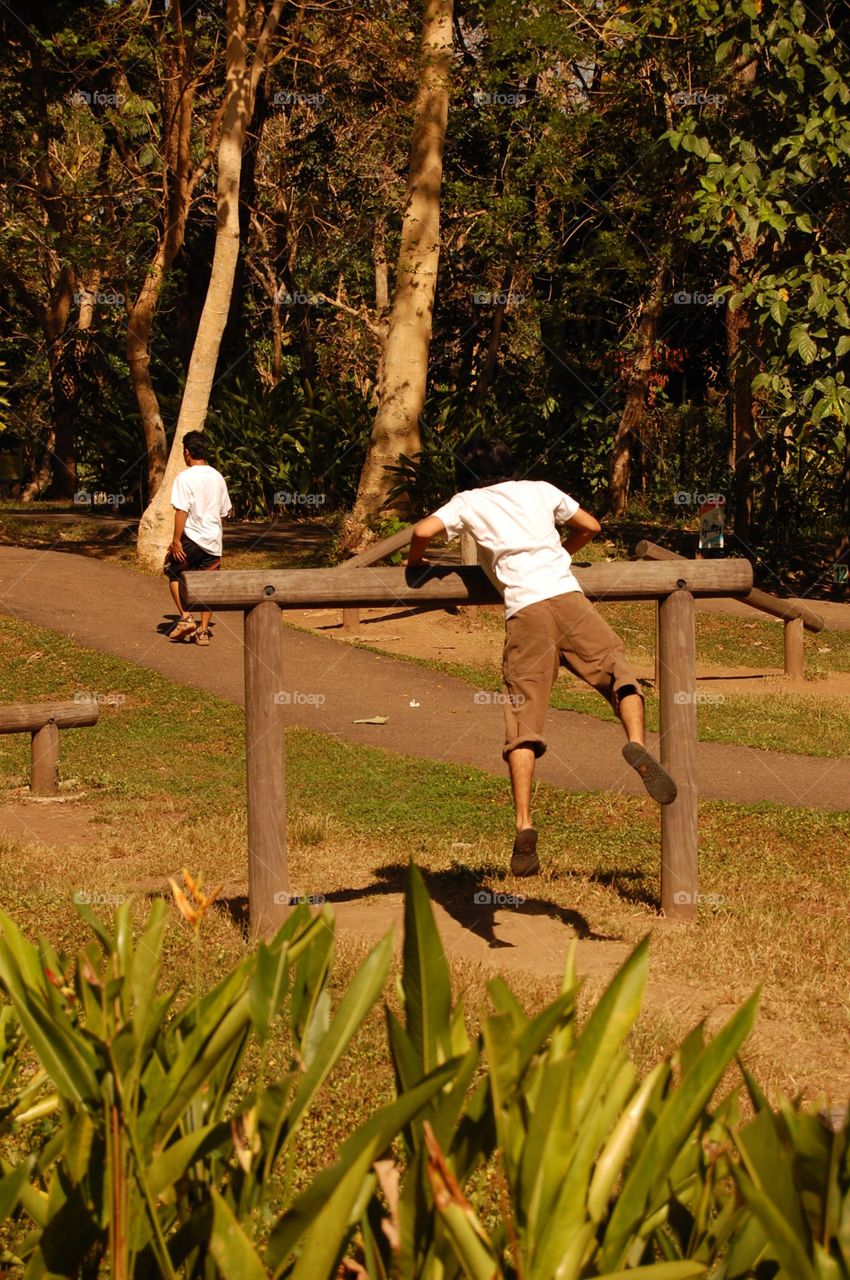 crossing over the beam