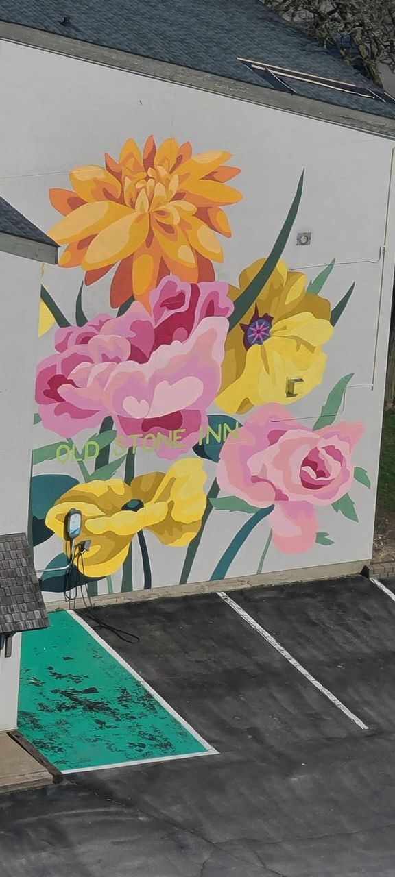 flowers on the old stone Inn
