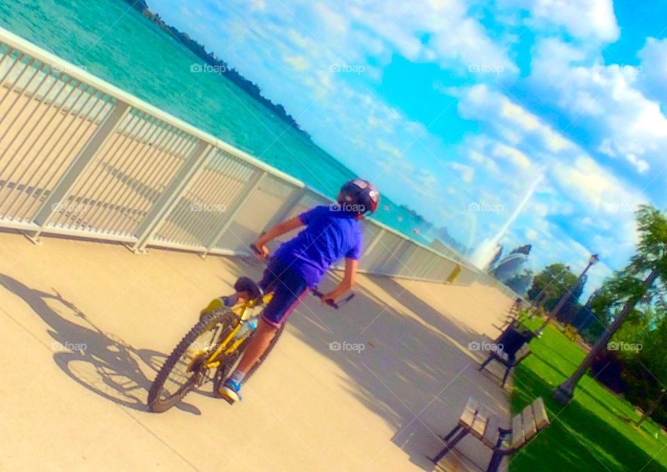 Bike riding on the river front