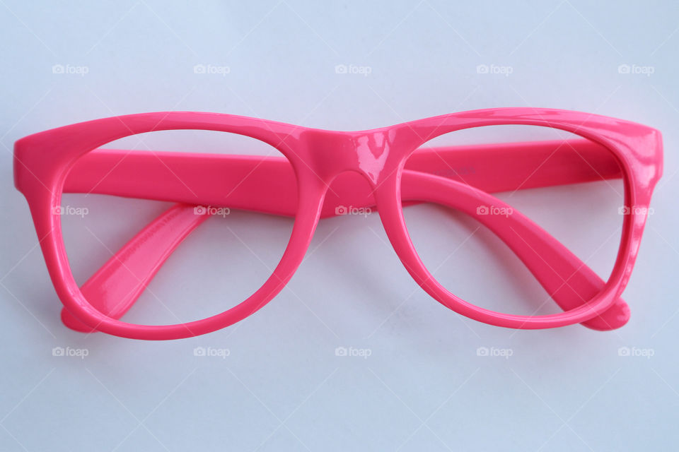 Studio shot of pink eyeglasses frame